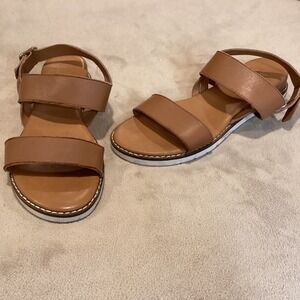 Mila Paoli Brown Wedge Sandals Italian Leather Size US 9.5, UK 7.5, EU 40.5